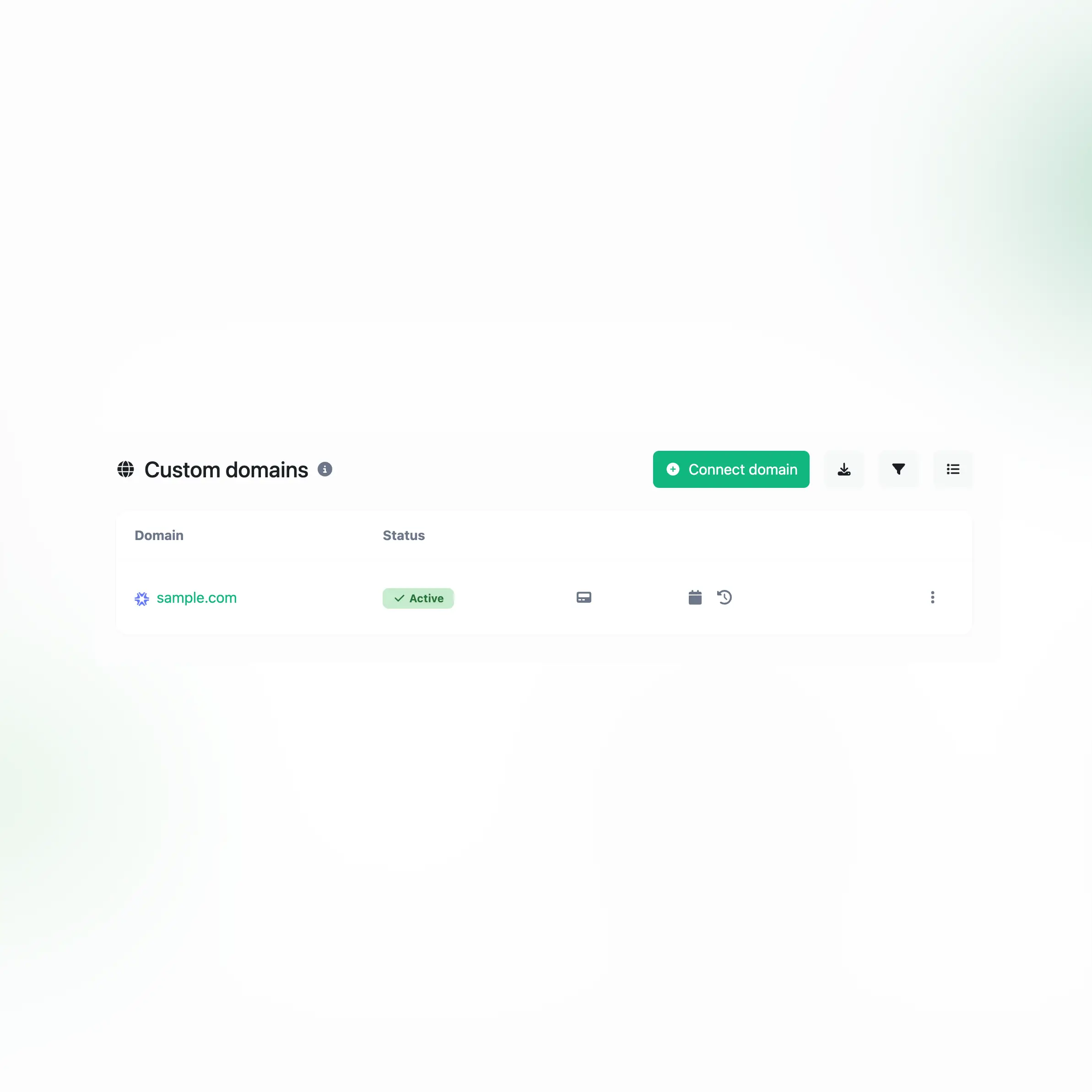 Captura de tela do link de domínios personalizados do aplicativo para códigos JS de pixel personalizados